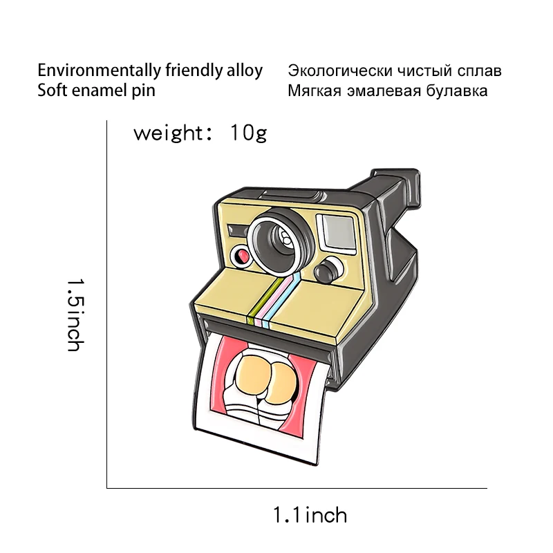 Эмалированная булавка для камеры на заказ, фото, броши для рубашки, нагрудные сумки, креативный значок, забавные ювелирные изделия, подарок для детей, друзей