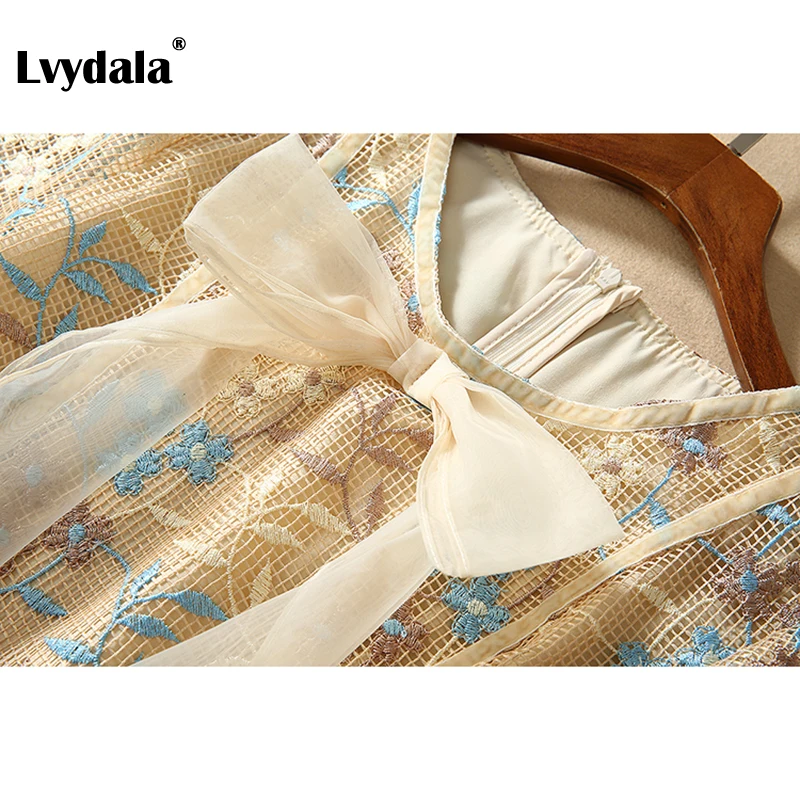 Lvydala, высокое качество, новейшая мода, дизайнерское подиумное платье, женское, короткий рукав, вышивка, оборки, сетчатые платья
