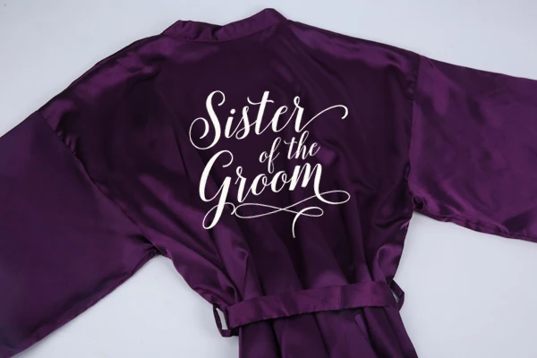 sister groom Sisbigdey Темно-фиолетовый свадебный наряд подарок для невесты получение свадебное кимоно Женский Атласный халат для мамы свадебные платья - Цвет: sister groom
