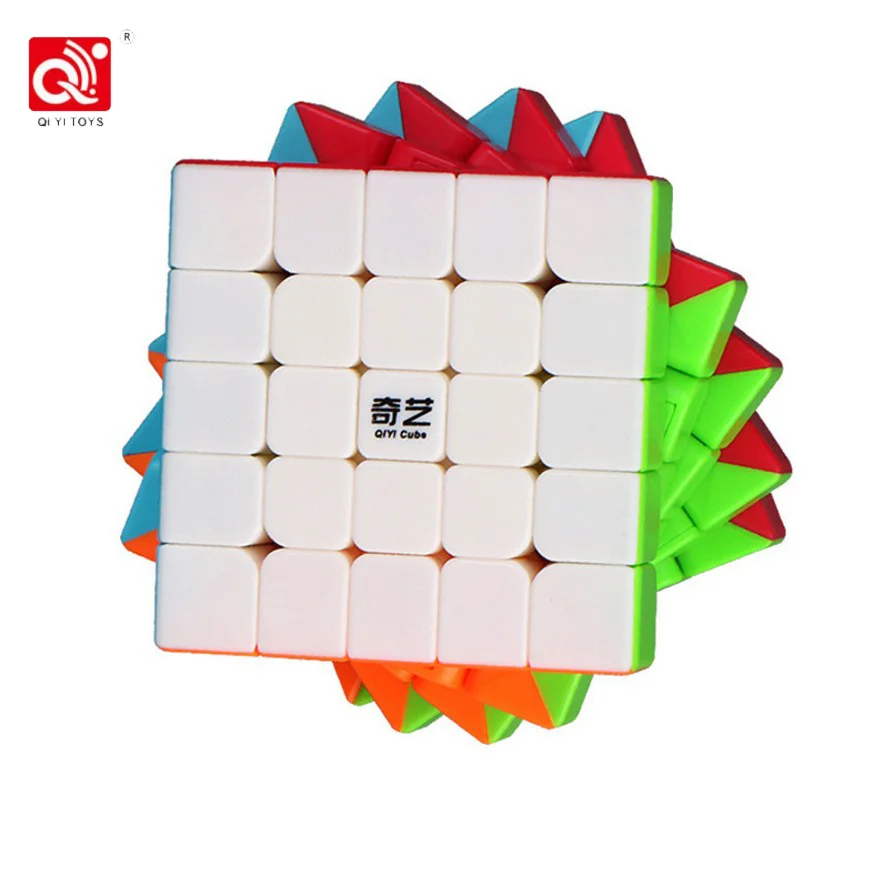 QIYI 5x5x5 магический скоростной кубик, наклейка, менее Профессиональный 5-слойный конкурс, кубики-головоломки, развивающие игрушки для детей