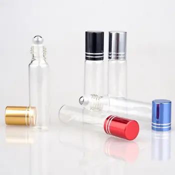 

1PC 10ML Clear Glass Essential Oil Roller Bottles with Glass Roller Balls Aromatherapy Perfumes Lip Balms Random Color