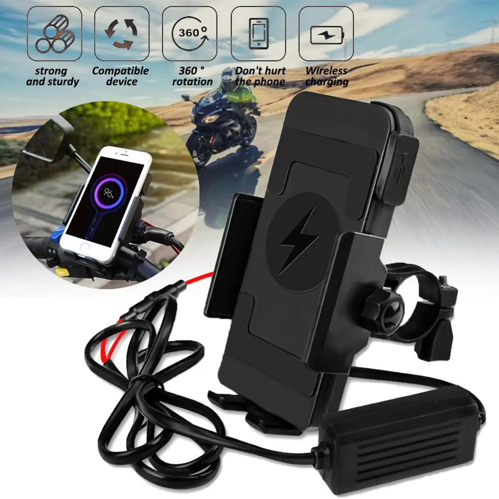 

12-120V Universal Motorcycle Navigation Bracket Wireless Charger Mobile Phone Holder Cellphone Accessories