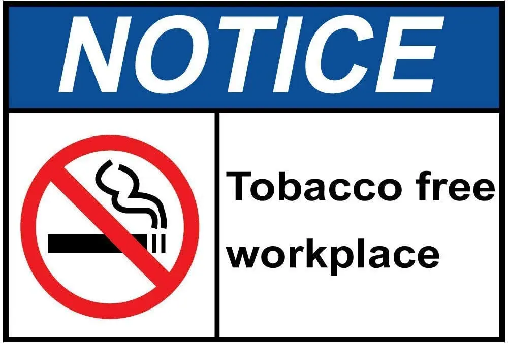 

Notice Tobacco Free Workplace W Symbol Metal Tin Sign 12x16 Inch Home Kitchen Bedroom Bar Sign Decoration Halloween Thanksgiving