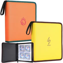 

Pokémon Pure Color Small Pattern Card Book 4 Compartments Can Be Installed with 400 Card Slots Waterproof PU Fabric