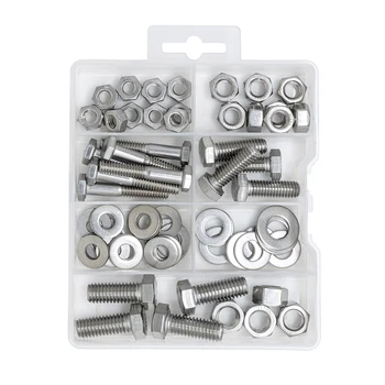 

304 Stainless Steel bolts and nuts and washers assortment ,60PCS
