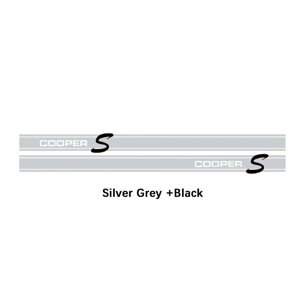 silver and black 2 шт. автомобильный Стайлинг Cooper S стиль двери боковые полосы стикер графика Виниловая наклейка для тела для MINI Cooper F55 One JCW аксессуары - Название цвета: silver and black