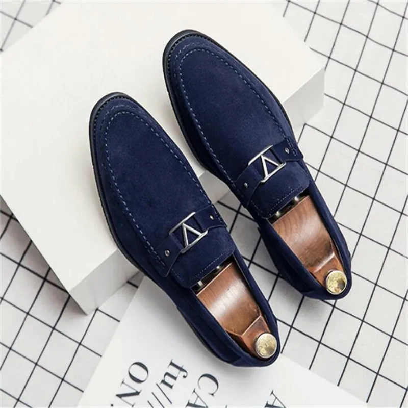

2021 Fashion Men Suede Business Men's Shoes Low Heel Dress Shoes Men Casual Wedding Formal Flat Breathable Shoes Zapatos Hombre