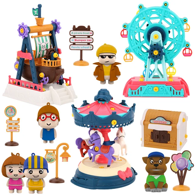 Baby Funny Amusement Park Gear Building Blocks DIY Assemble Pirate Ship Ferris wheel Screwing Blocks Sets Baby Educational Toys 1