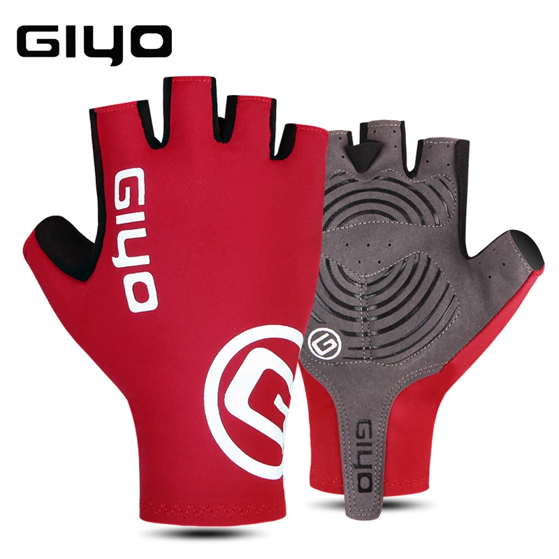 GIYO спортивные перчатки с сенсорным экраном и длинными пальцами, гелевые спортивные перчатки для велоспорта для женщин и мужчин, перчатки для велоспорта, MTB, шоссейные перчатки для езды на велосипеде, гоночные перчатки - Цвет: Half Finger Red