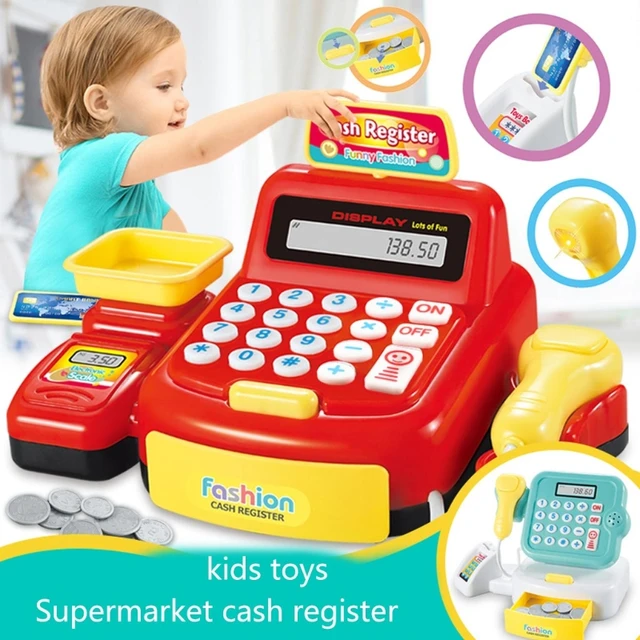 Mini Cash Register Baby Montessori Educational Game Toy for Kids Role Play Supermarket Cashier Children Toys Brain Training 2