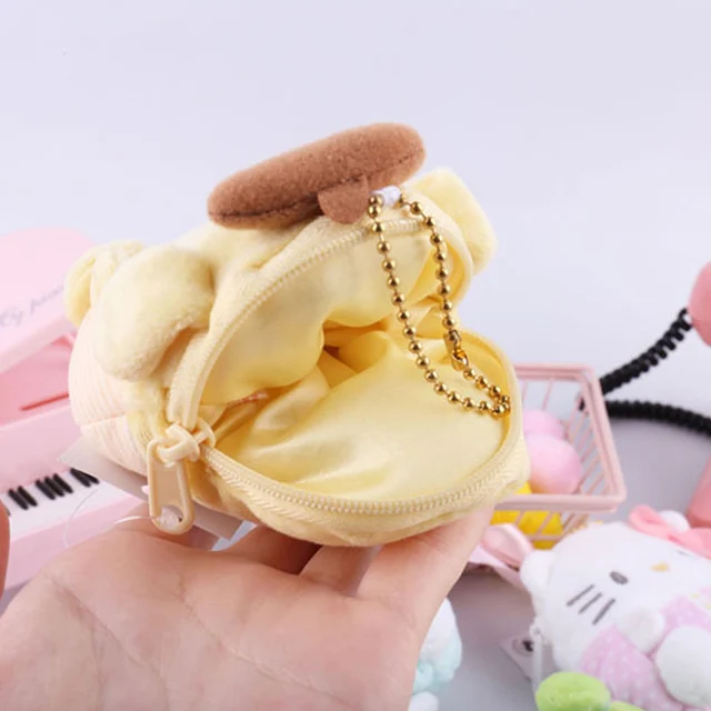 10Cm Kawaii Sanrioed Plush Bag Keroppi Kuromi Badbadtz-Maru Hellokittys My Melody Pachacco Plush Coin Purse Earphone Bag Pendant 6