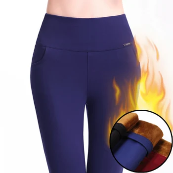 

2019 Winter Plus Size Women Pants High Waist Black Pencil Pants Warm High Elastic Skinny Pants Women Thickening Leggings S-6XL