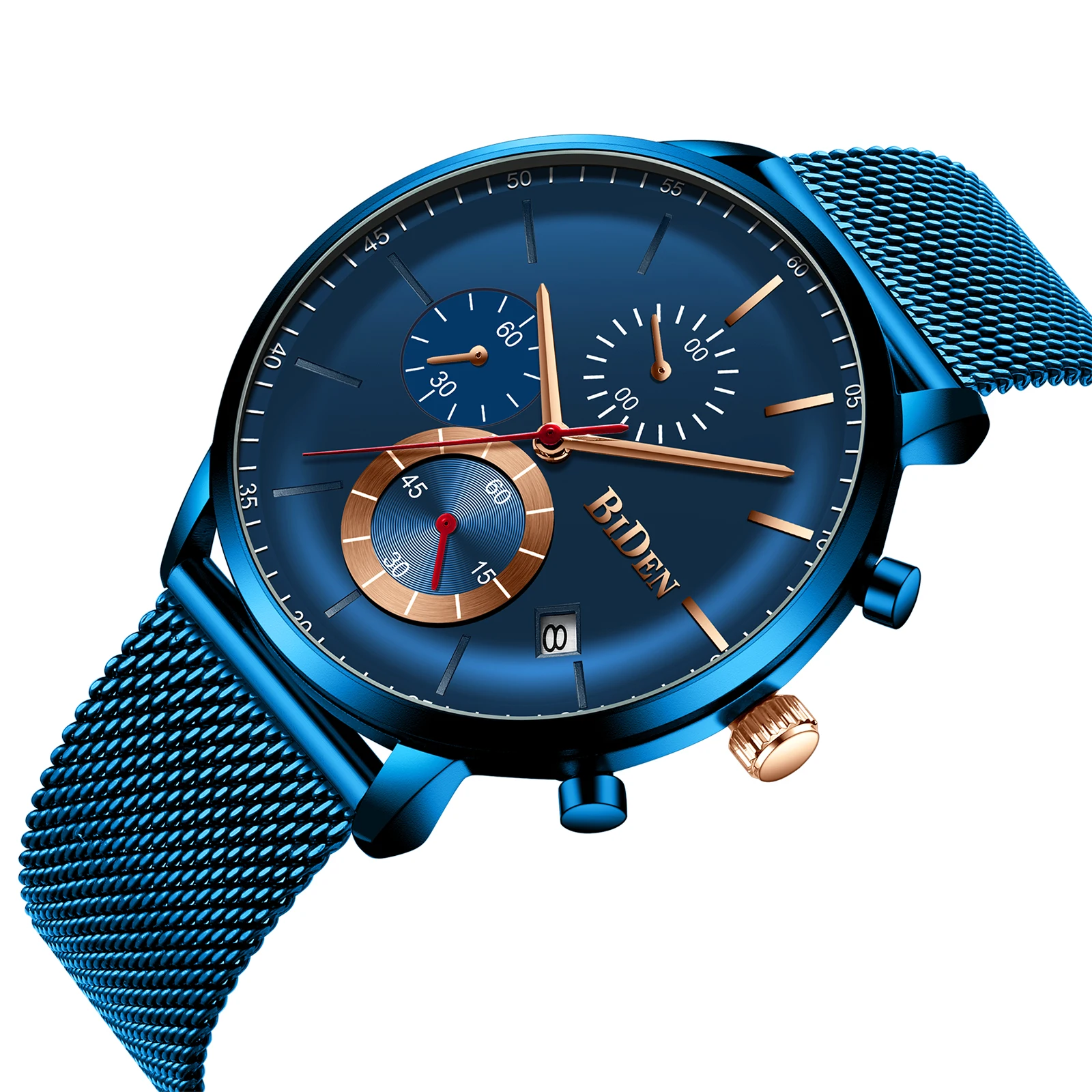 

BIDEN New Collection Men Watch 2019 Male Clock Modern Fashion Dress Relojes Para Hombre Mesh Chronograph Date Relogios Masculino