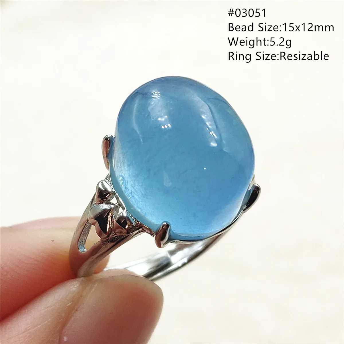 jewellery shop near me Genuine Natural Blue Aquamarine Clear Oval Ring Adjustable Crystal Size 925 Silver Aquamarine Ring Gemstone AAAAA nose pin