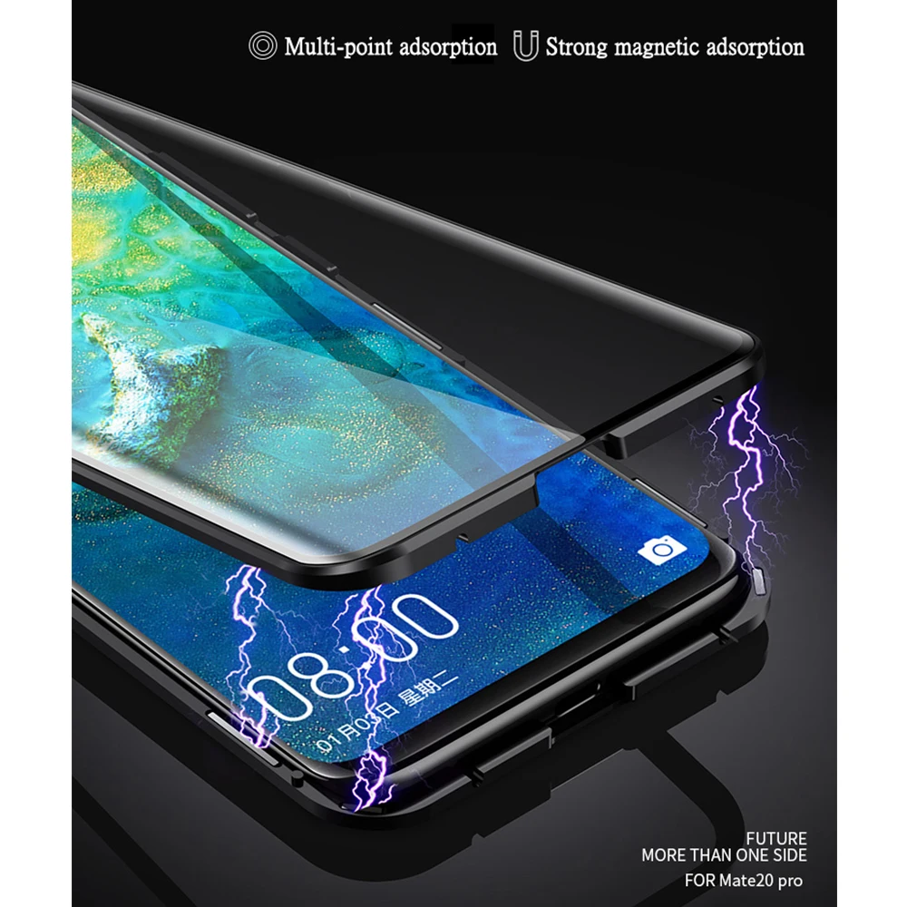 Магнитный двухсторонний стеклянный чехол для телефона huawei mate 20 P20 Pro P30 Lite Honor 8X 9X V20 Nova 5 5i Pro Чехол металлический чехол s