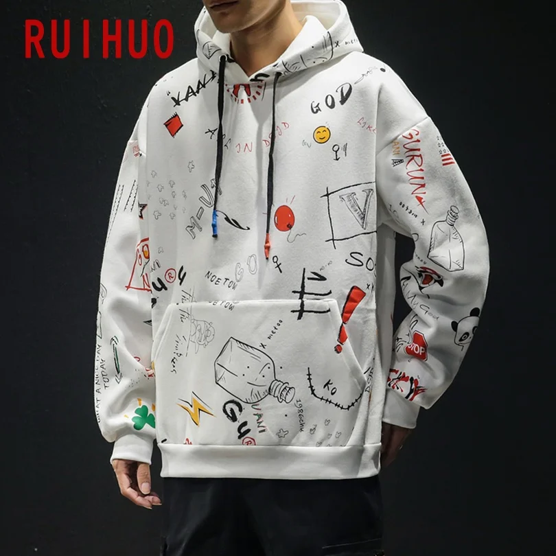 RUIHUO 2020 Новинка весны толстовка с капюшоном в стиле хип хоп Мужская модная уличная