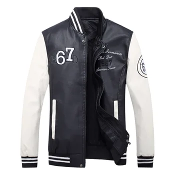 

Men's 2019 Spring PU Synthetic Leather Baseball Jacket Outdoor Fitness Running Jacket Running Training Sport Jacket Sportswear