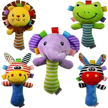 

Baby Kids Cute Cartoon Animal Soft Plush Rattles Hand Bells BB Sound Educational Funny Toys Hand Rattle Toys Infant Dolls Gift