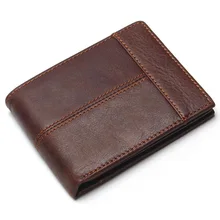 

Men's Wallet Card Bag Cow Leather New Simple Needle Suture Short Money Bag Buckle Ultra-thin Multi Card Wallet