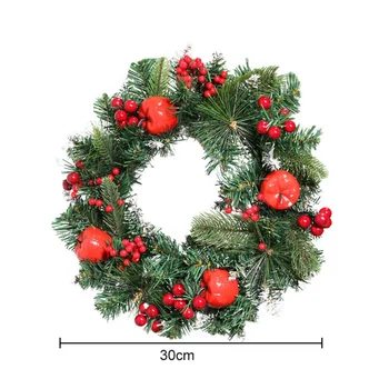 

Christmas Wreath With Red Apple And Berries Decorative Hanging Garland For Holiday Front Door Wall Window Decor