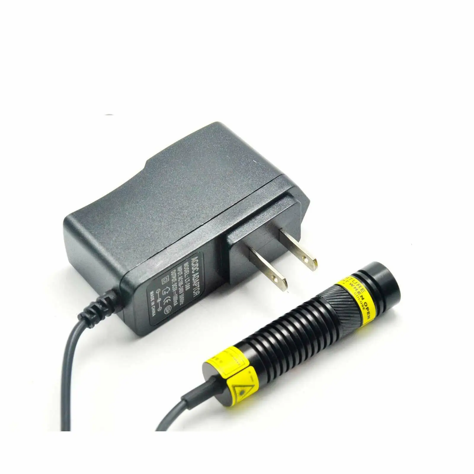 초점 가능한 녹색 레이저 다이오드 모듈, 512 nm, 30mW, 16x68mm 라인, 12V 어댑터 포함