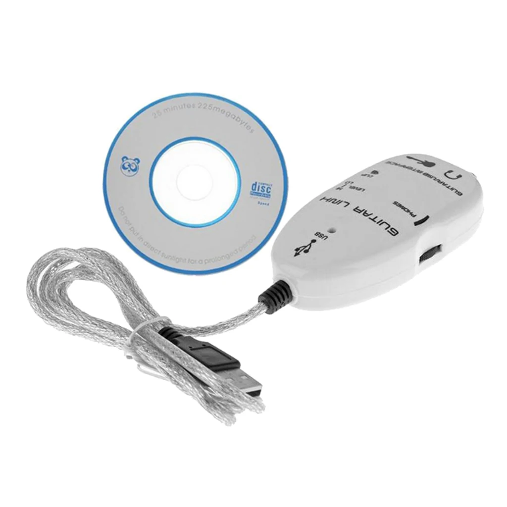 guitar to usb interface link cable audio adapter for pc/mac recording cable