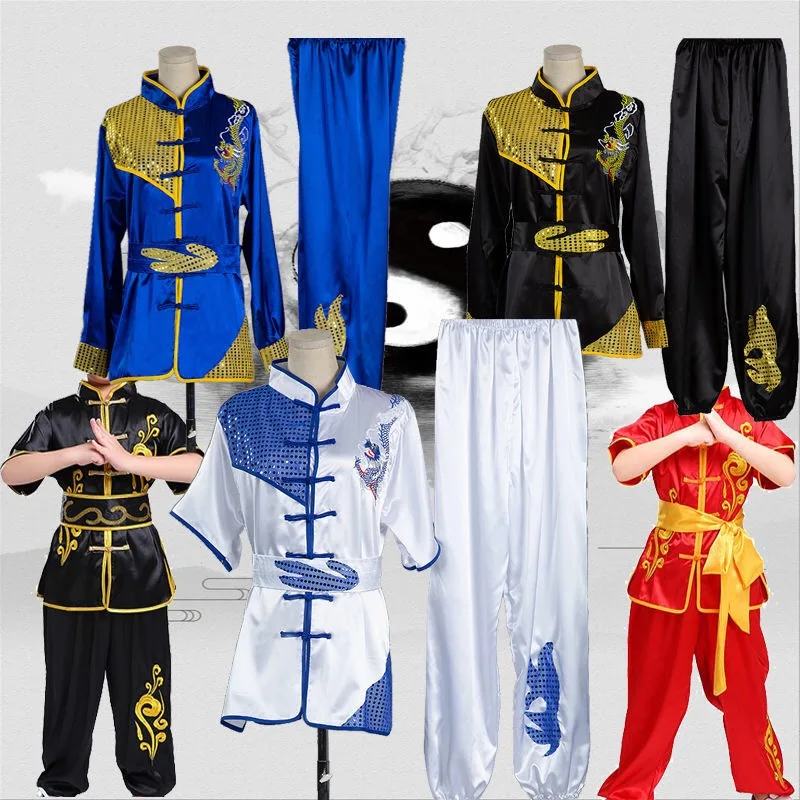 Комплект одежды Wushu для взрослых и детей рубашка штаны боевых искусств Тай Цзи