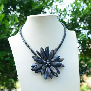 

Fashion collar torque woman jewelry Black Mother Of Pearl Choker Necklace Dress Accessories Sweater Necklace