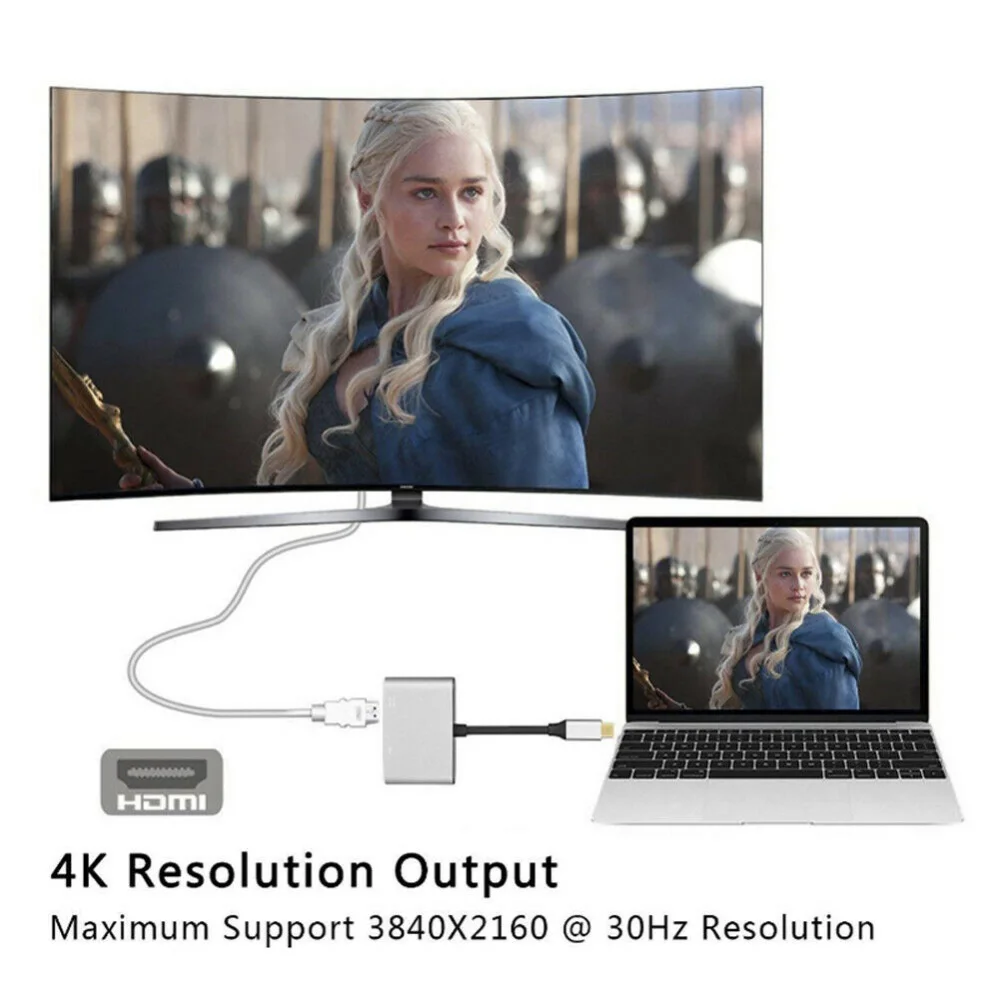 2 в 1 USB C на 4K* 2K HDMI VGA адаптер type C на HDMI USB 3,1 концентратор конвертер USB C на VGA адаптер для Apple Macbook tv samsung S8