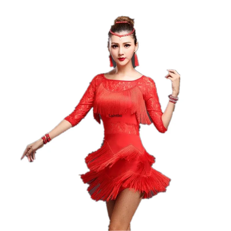 

Latin Dance Costume Latin Dance Practice Suit Tassel Dress Acting Dress Adult Female Latin Practice Clothing Spring and Summer