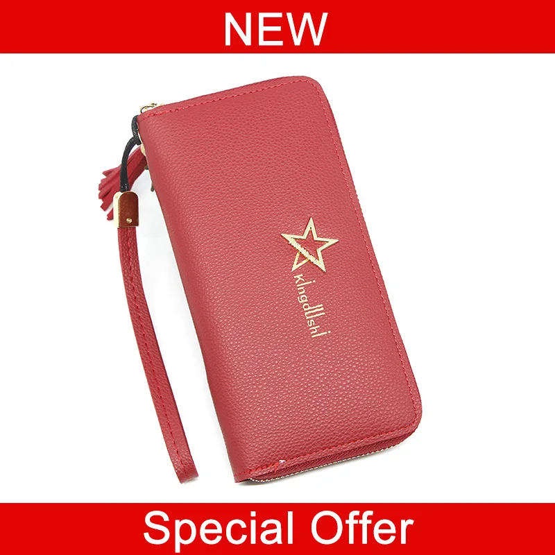 Red(special offer) Модный женский длинный кошелек-клатч, большая вместительность, Женский кошелек из искусственной кожи на молнии, кошелек для денег, Карманный держатель для карт, красный цвет - Цвет: Red(special offer)