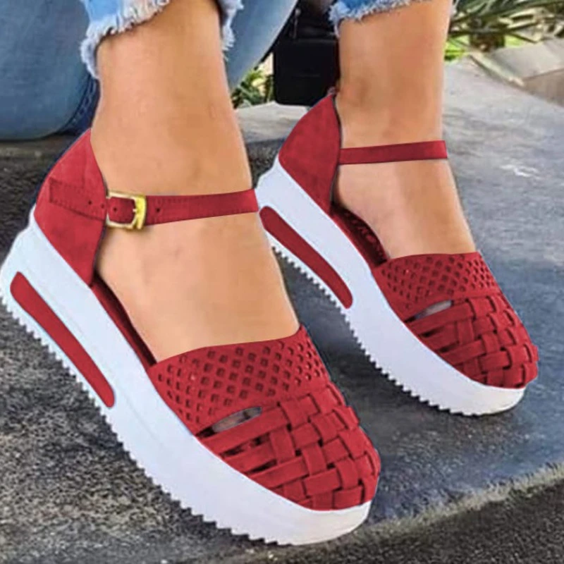 Cesta vulgar Maestría Nuevos zapatos europeos y bonitos para mujer, sandalias de cuña tejidas a  la moda, sandalias informales de punta redonda que combinan con todo,  2021|Sandalias de mujer| - AliExpress