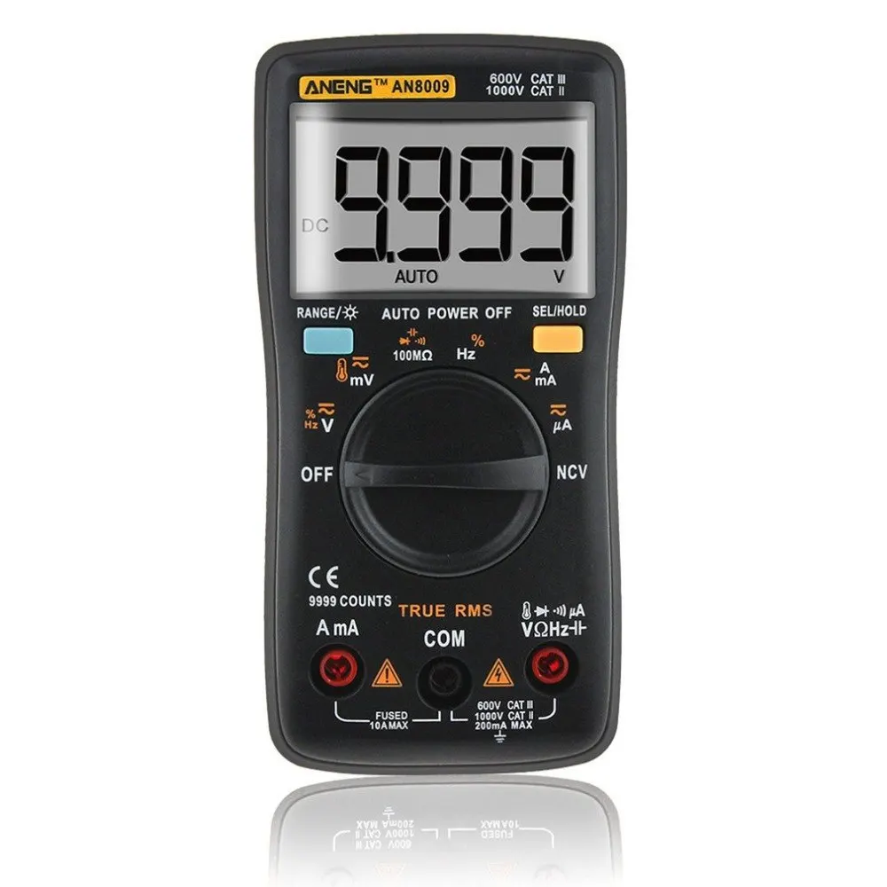 

Professional Digital Multimeter AN8009 LCD Display Digital Multimeter 9999 Counts AC/DC Ammeter Voltmeter Ohm Meter Tester