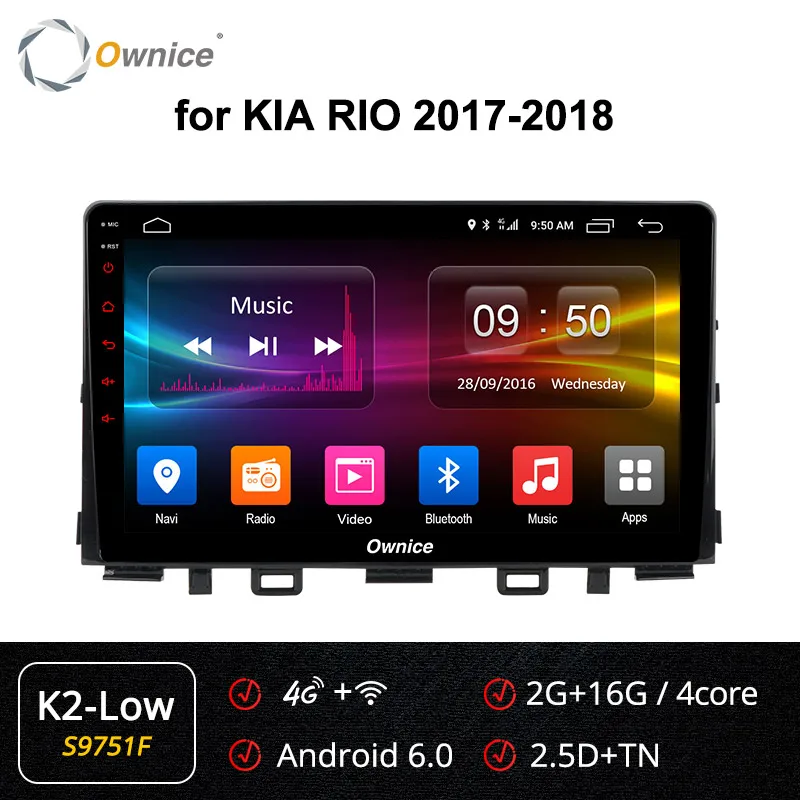 Ownice K1 K2 K3 K5 K6 2G Восьмиядерный Android 8,1 автомобильный DVD gps плеер для Kia RIO- мультимедийная Поддержка автомобиля Play 4G LTE ips - Цвет: S9751 K1-High