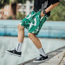 Гавайские пляжные шорты с цветочным принтом, мужские летние свободные спортивные Стильные шорты в стиле хип-хоп