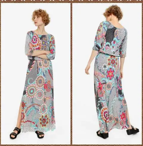 DESIGUAL испанский Deg tail товары стиль и праздничный стиль супер длинное платье
