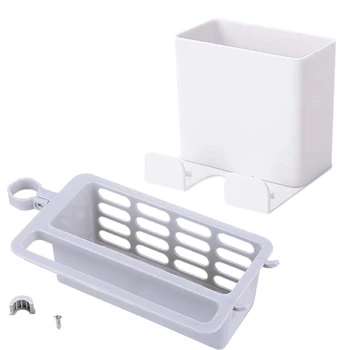 

1 Set Kitchen Bathroom Sink Storage Holder & 1Pcs Wall-Mounted Air Conditioner /Tv Remote Control Storage Box Controller Mobile