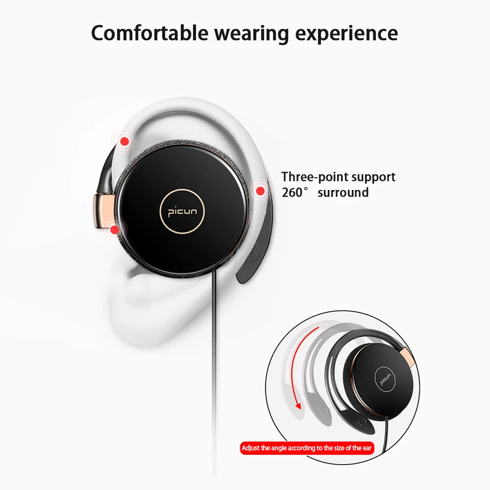 Erilles bluetooth earphone wired headphone clip on headphone stereo ear clip with microphone Sport wired headset with microphone