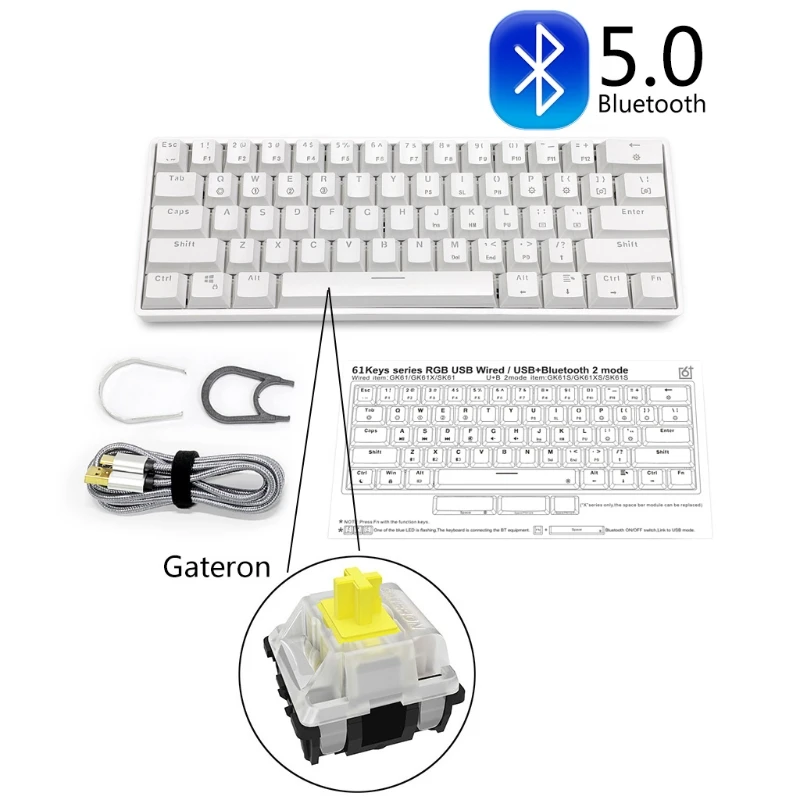 GK61 SK61 61 Key Mechanical Keyboard USB Wired LED Backlit Axis Gaming Mechanical Keyboard Gateron Optical Switches For Desktop 