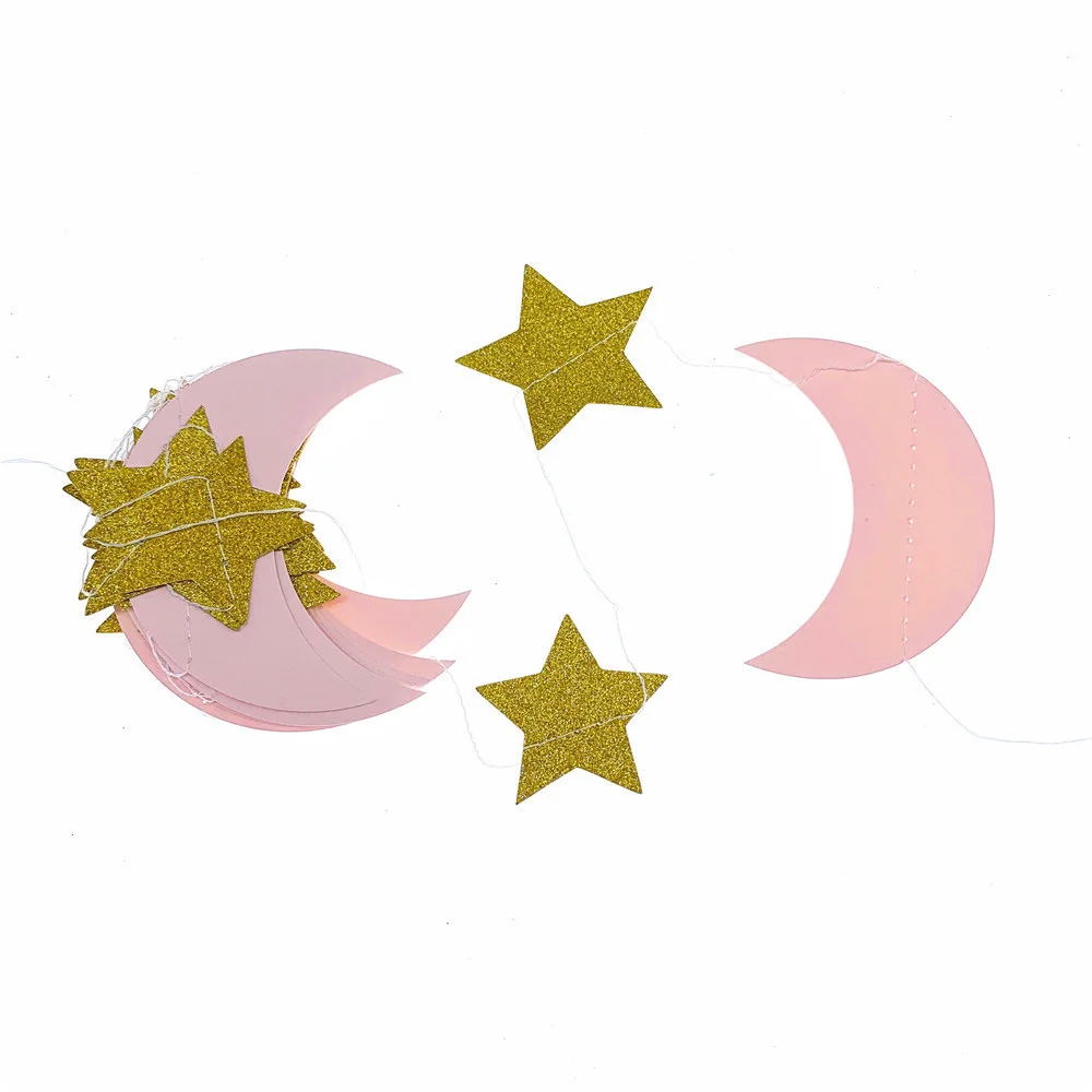 3.7M Stars Moon Paper Garland Birthday Wedding Hanging Decor Golden DIY Creative Handcrafted Party Decoration Supplier