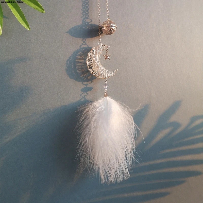 Car Dream Catcher Feather Pendants White Pink Fluffy Feather Soft Hanging Ornament Auto Home Wall Pendant Decoration Gifts New
