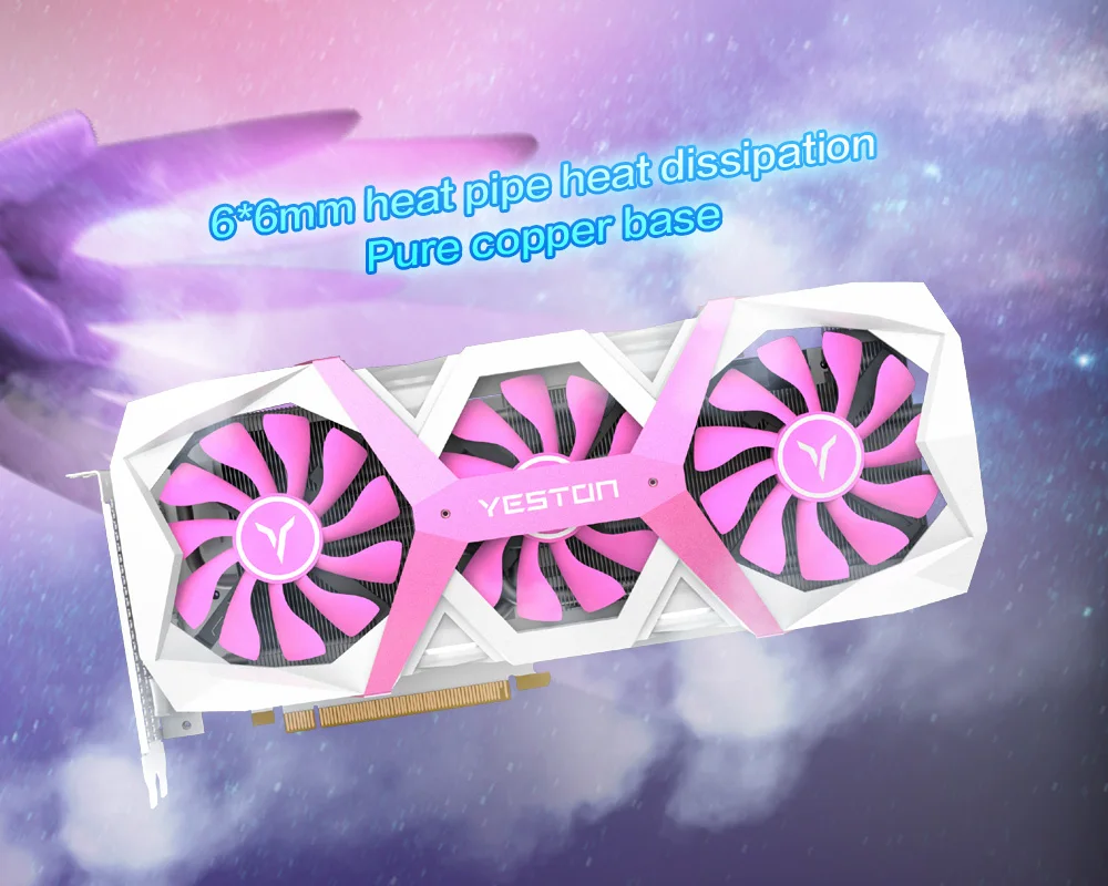 Игровая графическая карта Yeston RX5700 XT GPU 8 Гб GDDR6 256 бит платье Tycoon Pink Super Evolution 7nm