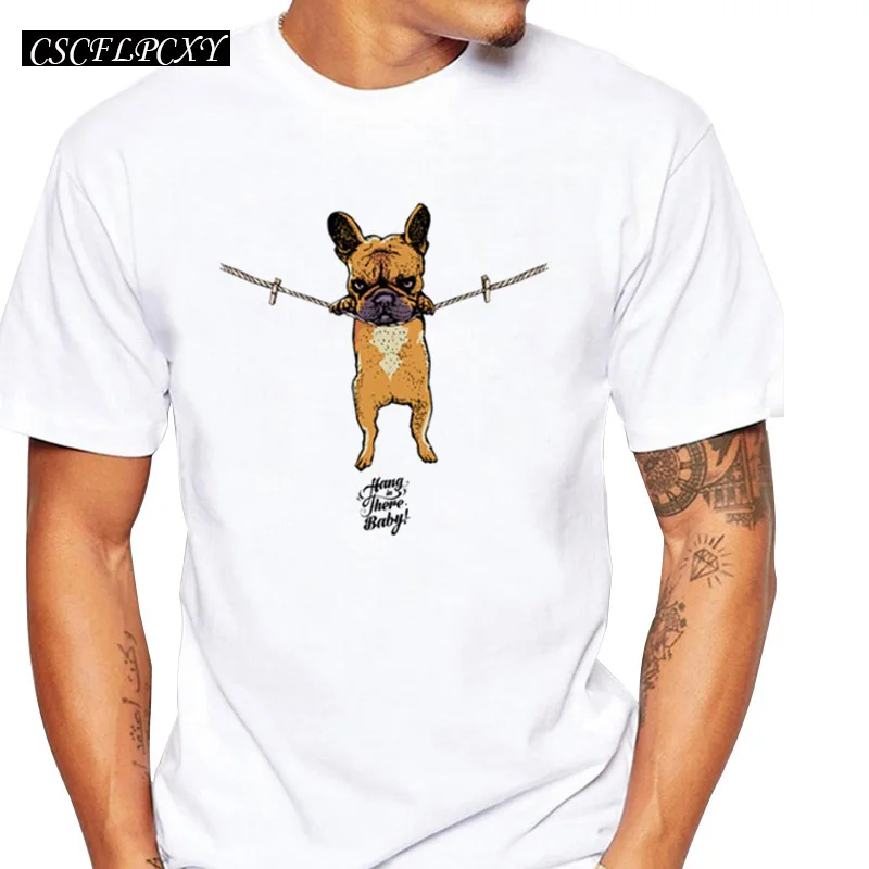 Мужская футболка с рисунком французского бульдога топы для маленьких мужчин