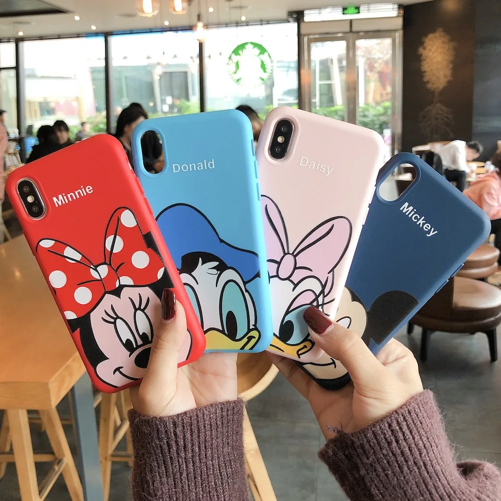 

NEW FASHION Brand Cartoon cute Mickey mouse Donald duck Minnie Phone Case For iphone X XR XS MAX conque Cover Cases shell hell