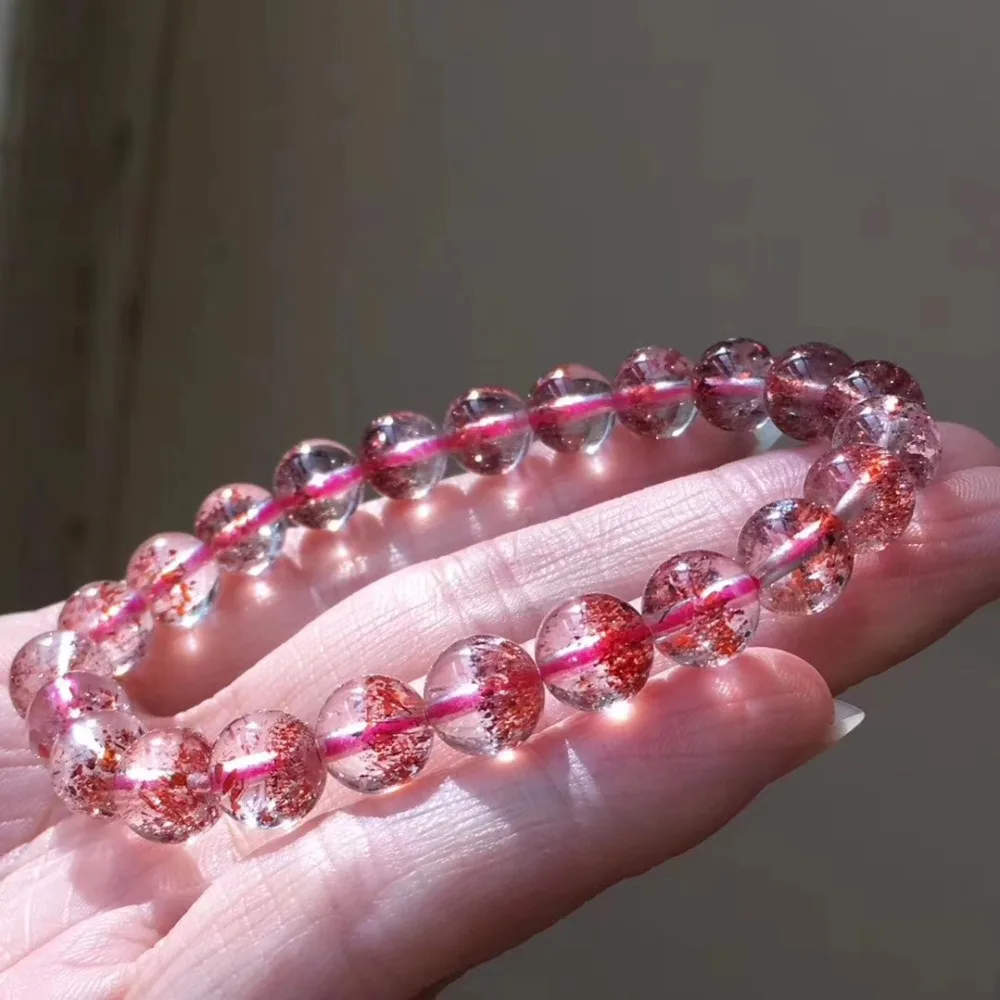 Подлинный натуральный Lepidocrocite кварцевый браслет 8 мм женские красные супер 7 круглые бусины ювелирные изделия из драгоценных камней сертификат AAAAA