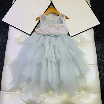 

European and American children's wear 2020 summer new style Sleeveless irregularity Gauze cake sequins Baby girl dress