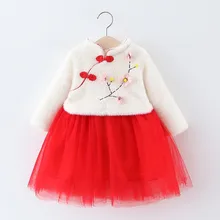 Китайский новогодний костюм для маленьких девочек; платья принцессы в китайском стиле; Повседневные детские платья с длинными рукавами для девочек