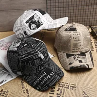 2021 New Lnstitute Style Baseball Cap Male Korean Retro Style Wild Caps Newspaper Design Simple Fashion Sun Hat 1