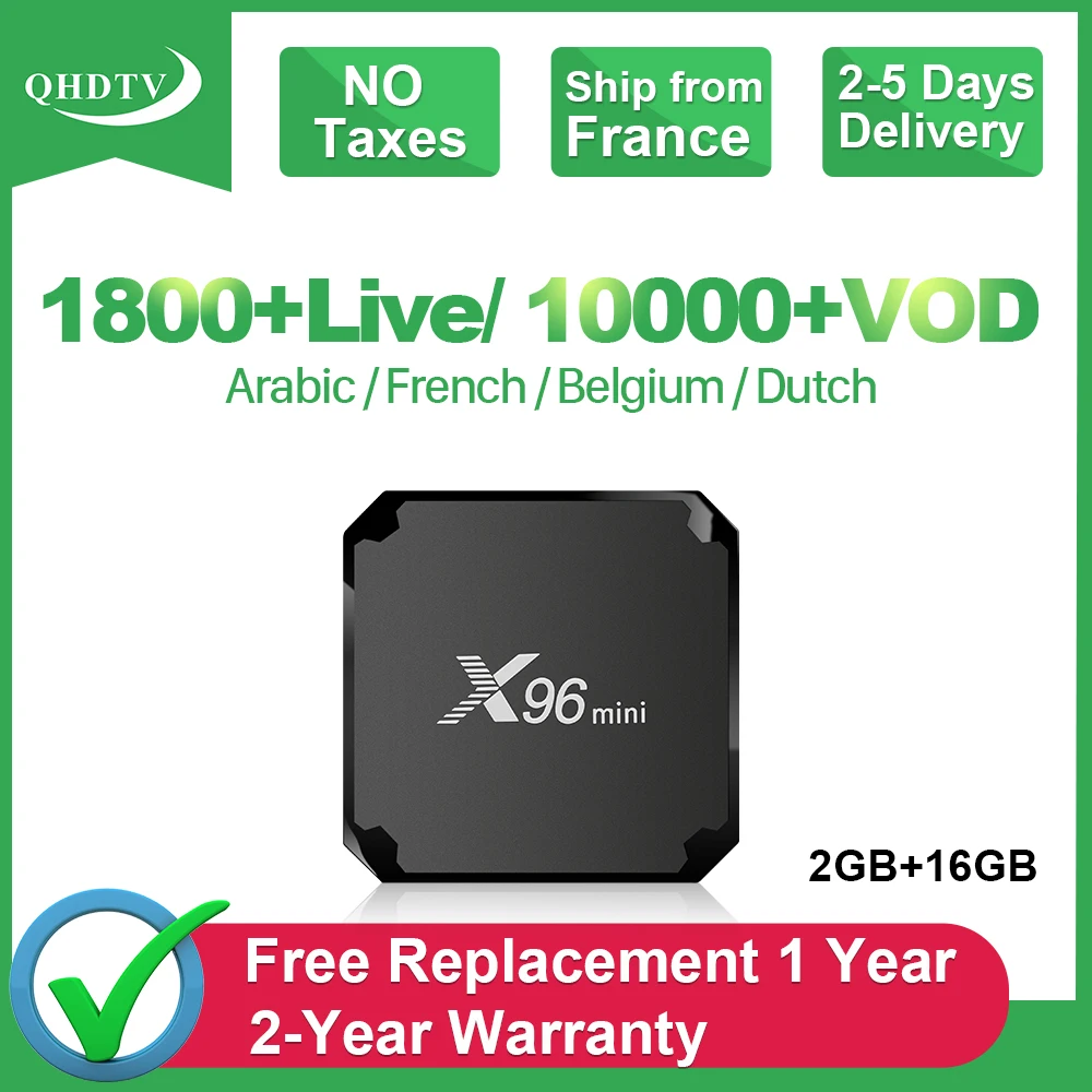 

X96mini IPTV France Arabic TV Box Android 7.1 S905W 2G 16G QHDTV 1 Year Code French Belgium Netherlands Italy X96 mini IPTV Box