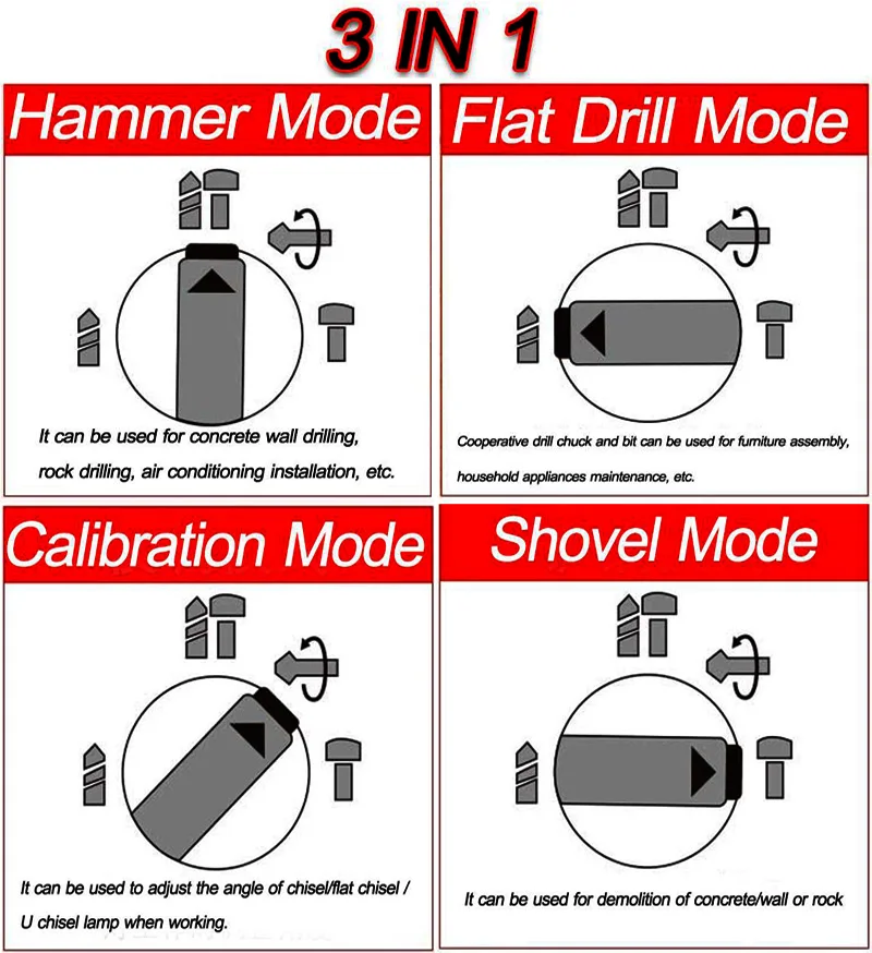 19800mAh 198VF Electric Hammer Brushless Cordless Lithium-Ion Hammer Drill with 1 or 2 Battery Power Tools